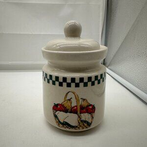 Vintage Gibson Canister Small Welcome Home Basket Fruits w/ Lid